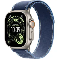 Apple Watch Ultra 3 (MEWR4) GPS + Cellular 49mm Natural Titanium Case with Blue/Bright Blue Trail Loop - S/M