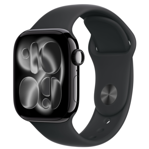 Apple Watch Series 11 MEUX4 , 46 мм, корпус из алюминия (угольно-черный), спортивный ремешок (черный) M/L